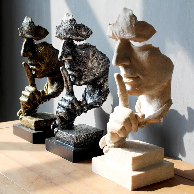 Vintage "Silence is Gold" Sculptures