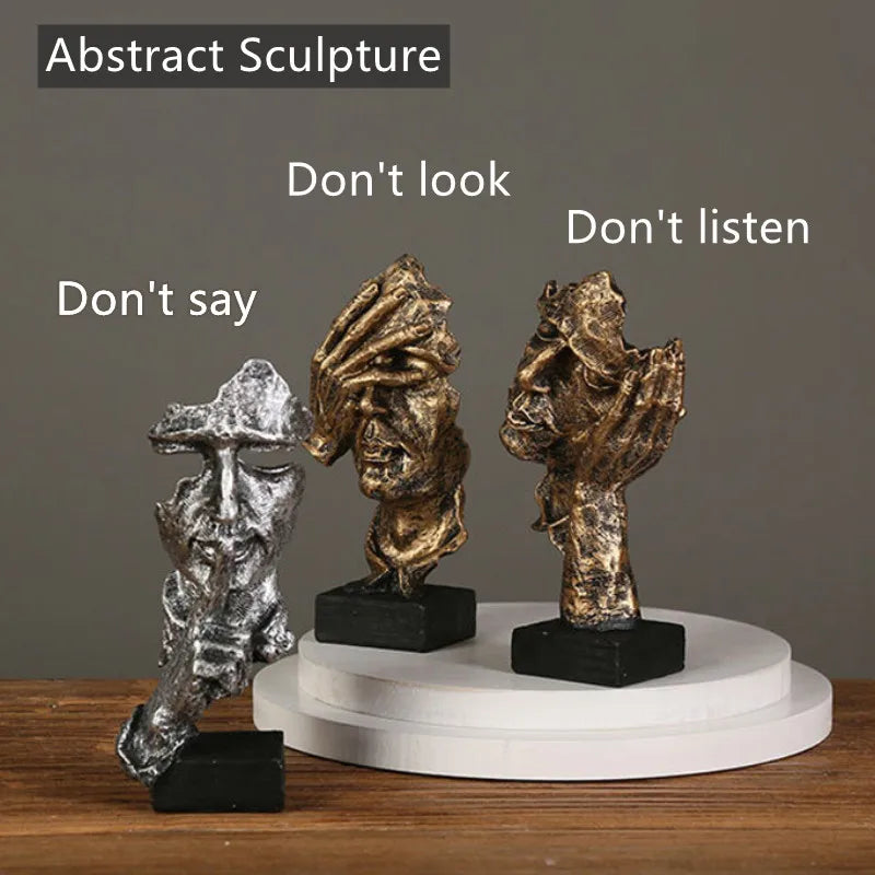 Vintage "Silence is Gold" Sculptures